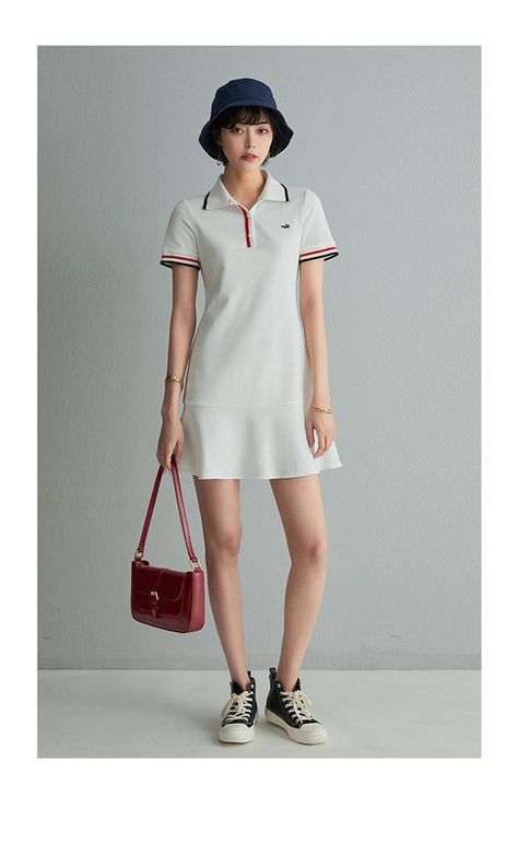 Polo Shirt Dress Outfit Women's, Polo Dress Outfit Casual, Polo Dress Outfit, Grey Dress Outfit, Athleisure Outfits Winter, Polo Dress Women, Lacoste Dress, Adidas Dress, Shirt Dress Outfit