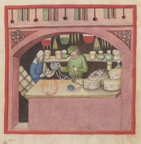 Rice seller. They loved rice in the Middle Ages!@GallicaBnF Latin 9333pic.twitter.com/26JkWjBOUb Medieval Apothecary, Medieval Literature, Art Story, The Middle Ages, Historical Art, Game Inspiration, Middle Ages, Larp, Apothecary