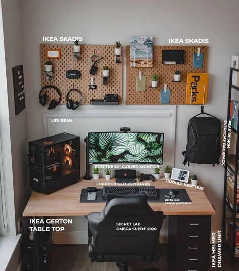 A Truly Inspiring Minimalist Home Office Setup - Minimal Desk Setups Minimal Desk Setup, Mens Bedroom Decor, Minimal Desk, Minimalist Home Office, Computer Desk Setup, Home Studio Setup, Interior Design Per La Casa, Bedroom Setup, Computer Room