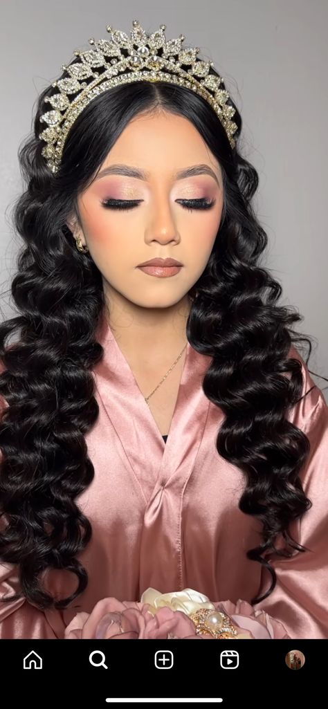 Quince Hairstyles Ponytail, Long Hair Quinceanera Hairstyles, Quince Makeup Pink Natural, 15 Makeup Looks Pink, Pink Quince Makeup Looks Full Face, Hair Styles For Quinceañera, Natural Quince Makeup Looks, Pink Quince Makeup, Peinados Para Xv Años