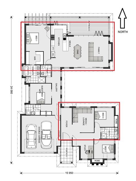 Glazing to Mass ratio for a U shaped house U Shaped House Plans, U Shaped Houses, L Shaped House Plans, Kings Landing, L Shaped House, Little House Plans, Pool House Plans, Floor Plan Ideas, Courtyard House Plans