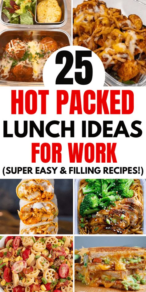 Easy Hot Lunch Ideas For Work Quick Dinners On The Go, The Best Lunch Recipes, Easy Work Recipes, Light Filling Lunch, Easy Lunches For College Students, Office Lunches Ideas, Hot Packed Lunch Ideas For Work, Easy Lunch Ideas For One Person, Quick Lunch Recipes For Work