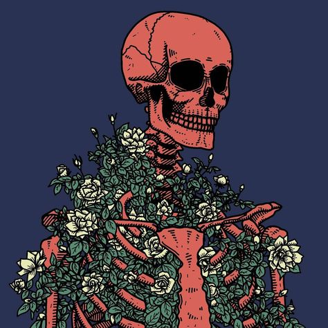 Overgrown . . . #skeleton #skeletondrawing #rosedrawing #flatdesign #lowbrowart #lowbrow #masennicholsart #darkdrawing #pdxartist… Overgrown Skeleton, Skeleton Art, Skeleton, Art, Nature