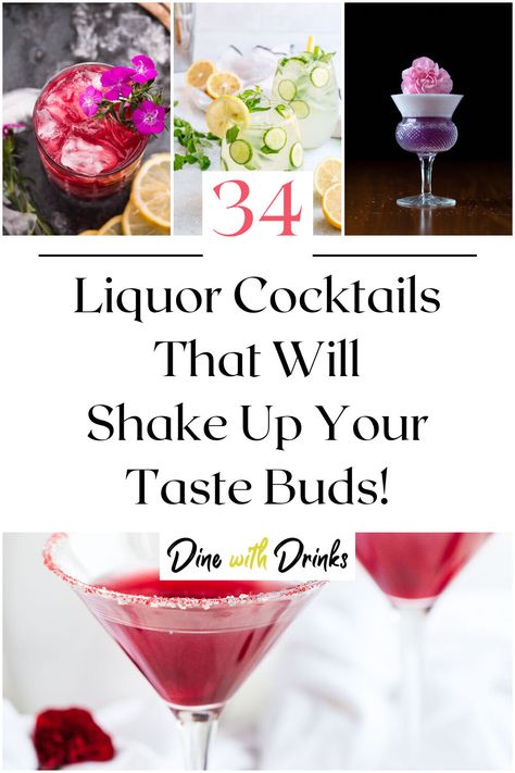 Collage of 4 liquor cocktails. Shaker Cocktail Recipes, Cranberry Vodka, Cocktail Ideas, Tasty Drinks, Vodka Cocktails, Party Drinks, Host A Party, Mixology, Mixed Drinks