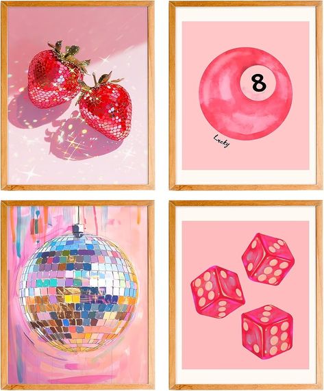 Amazon.com: BearCake Strawberry Wall Decor,Posters Y2K Room Decor,8 ball Poster, Y2K Decor strawberry room decor Disco ball Wall Art for Dorm Room,pink prints for wall decor Y2K,8x10 pink prints unframed: Posters & Prints Orange And Pink Living Room Decor, Pink Walls With Accent Wall, Artwork For Girls Bedroom, Funny Dorm Posters, Dice Room Decor, Orange And Pink Home Decor, Blair Waldorf Room Decor, Cute Room Decor Preppy, Pink Disco Bedroom