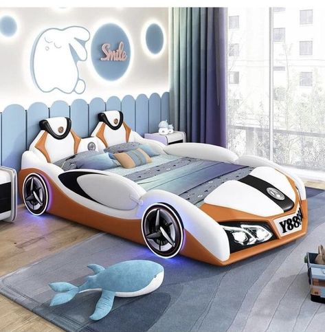 Boys Single Bed, Kids Car Bed, Race Car Bed, Boy Bed, Bed Kids, Kids Bedroom Inspiration, Kids Bedroom Design, Car Bed, Kids Bed