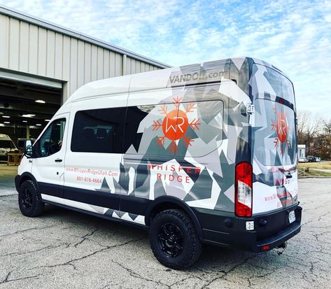 Loving this #festive #VanDOit #AdventureVan up-fitted with #Quigley4x4 headed to #WhisperRidge #Backcountry #Resort ❄️🚐  #vanlife #campervan #adventurevans #conversionvan #vanconversion #van #rv #sprintervan #ski #skiing #4x4 #Quigley #whisperridgeutah #Utah #powder #offgrid #toyhaul #wintersports #winter #snowday #skivan #skirestort #wrappedvan #customvanwrap #vanwrap #diyvan #vancomponents #sprinter #FordTransit #vantires #snowboard #snowboarding #adventurevehicle #offroad #offroading #travel Van Graphics, Blue Springs Missouri, Ford Transit Campervan, Camper Van Conversions, Custom Camper Vans, Mercedes Sprinter Camper, Van Rv, Ford Transit Camper, Vehicle Signage