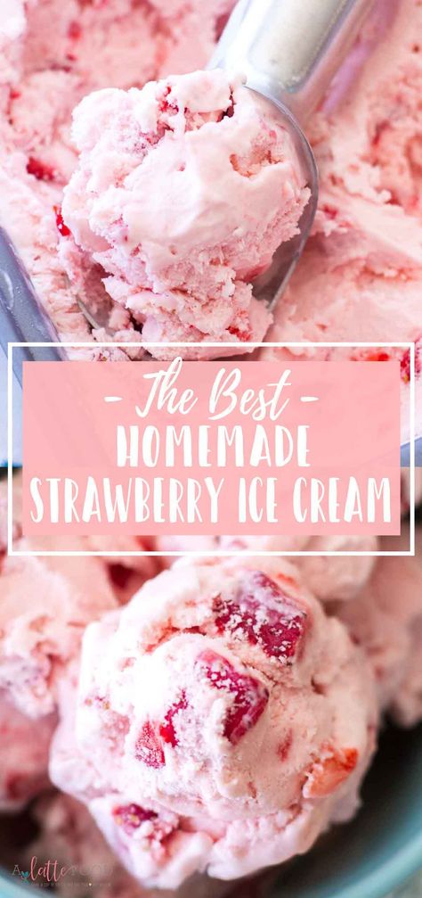 Easy Strawberry Ice Cream, Spaghetti Eis Dessert, Homemade Ice Cream Recipes Machine, Strawberry Recipe, Best Homemade Ice Cream, Ice Cream Recipes Machine, Homemade Strawberry Ice Cream, Strawberry Ice Cream Recipe, Easy Homemade Ice Cream