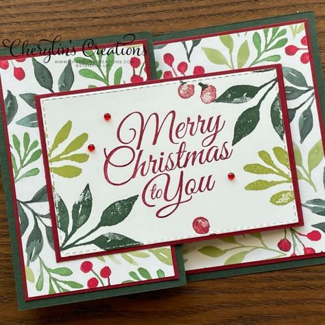 www.cherylinscreations.com #stampinup #stamp #handmadecards #hollyjollywishes #christmasseason #paintedchristmas #cardmaking #diycards #cardmakersofpinterest #clearstamps  #cherylinscreations
@stampinup #imadethis #demonstrator #papercrafts #stampinupcards #stamps #stamping #cardmakinghobby #cardmakingideas #stampedcards #greetingcards #simple #funfoldcards Stampin Up Seasonal Labels Dies, Stampin Up Holly Jolly Wishes, Stampin Up Christmas Season, The Swap, Mah Jong, Stampin Up Christmas, Stamping Ideas, Supply List, Stamping Up Cards