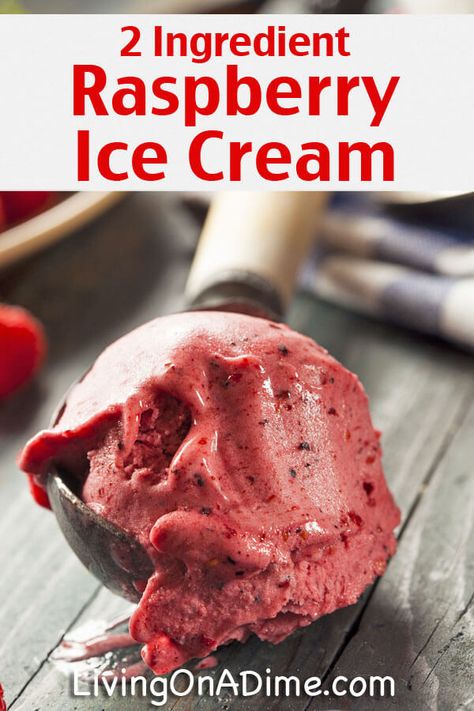 Raspberry Ice Cream Recipe, 2 Ingredient Ice Cream, Easy Ice Cream Recipe Homemade, Sherbet Recipes, Easy Homemade Ice Cream, Raspberry Sherbet, Easy Ice Cream Recipe, Raspberry Ice Cream, Ice Cream Maker Recipes