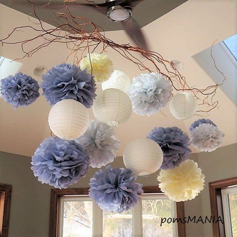 Paper Flowers DIY: Easy Projects for Beautiful Home Accents Tissue Paper Ball, Wedding Pom Poms, Pom Pom Decorations, Paper Pom Pom, Glamour Party, Tissue Flowers, Girls Birthday Party Decorations, Tissue Paper Pom Poms, Paper Balls