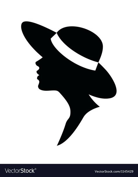 Black Silhouette Art Ideas, Old Irish Pub, Mix Media Painting, Woman In Hat, Silhouette Head, Hat Silhouette, Printable Stencils, Hair Vector, Head Silhouette