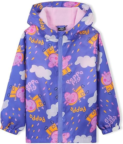 Peppa Pig Kids Waterproof Jacket - Rain Coat for Girls, Fleece Lined Hooded Jacket for Toddlers and Kids, 2-6 Years (Multicolour, 5-6 Years) : Amazon.co.uk: Fashion Girls Rain Coat, Girls Raincoat, Pig Design, Hooded Raincoat, Girls Fleece, Rain Coat, Waterproof Jacket, Peppa Pig, Rain Wear