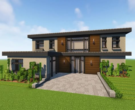 Minecraft Big House Ideas Modern, Minecraft Modern Suburban House, Minecraft House Ideas Without Mods, Minecraft City Map Layout, Modern Builds Minecraft, Minecraft House Ideas Modern Simple, Modern House Minecraft Ideas, Modern Mansion Minecraft, Modern Minecraft Builds