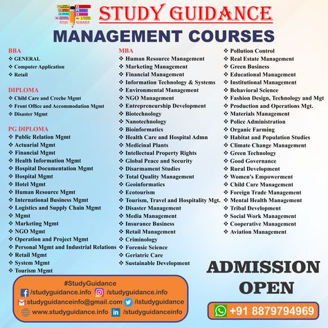 #StudyGuidance #educationsimplified #education #Management #BBA #MBA #various #specialization #diploma #pgdiploma #courses 👉🏻 Call & Whatsapp Us On +91 8879794969 👉🏻 Email Us At studyguidanceinfo@gmail.com 👉🏻 Visit Our Website: www.studyguidance Mba Course, Real Estate Management, Behavioral Science, Homeschool Lesson, Green Business, Life Hack, Financial Management, Marketing Manager, Call Whatsapp