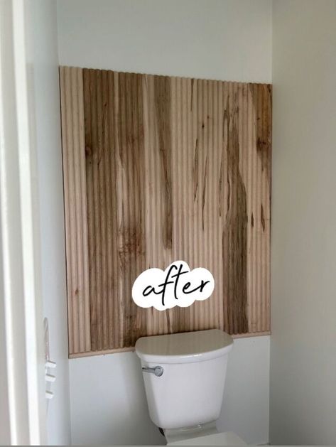 Hey y’all!Here’s a fun, Behind Toilet Accent Wall, Wood Panel Bathroom, Wood Wall Bathroom, Bathroom Accent Wall, Bathroom Wall Panels, Water Closet, Focal Wall, Wood Accent Wall, Touch Up Paint