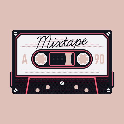 Mixtape compact audio cassette Camera Illustration, Joe Black, Free Icon Set, Magnetic Tape, Old School Music, Nostalgic Art, Handmade Gift Tags, Audio Cassette, Cassette Player