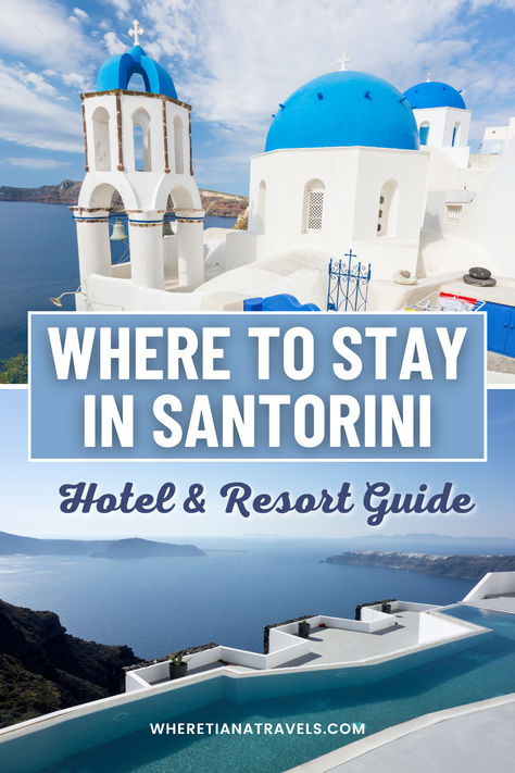 Looking for the perfect place to stay in Santorini? Our hotel and resort guide covers the best accommodations on the island! From luxury resorts to budget-friendly options, find the ideal spot for your Santorini vacation. Click now to read the full article and book your dream stay in Santorini! Where To Stay In Santorini Greece, Where To Stay In Greece, Santorini Resorts, Best Hotels In Santorini, Where To Stay In Santorini, Hotels In Santorini Greece, Santorini Vacation, Fira Santorini, Things To Do In Santorini