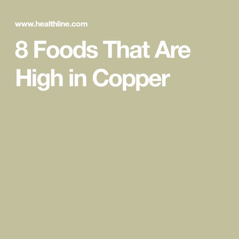 Foods With Copper, Foods High In Copper, Copper Foods, Vitamin Deficiency, Food For Thought, Free Recipes, Health Tips, Dairy Free, Health And Wellness