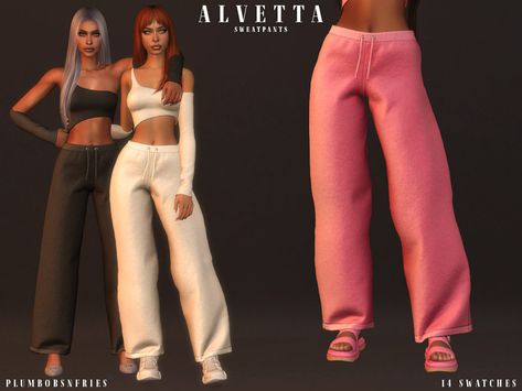 The Sims Resource - ALVETTA | sweatpants Sweat Pant Outfits, Sweatsuit Outfit, Sweats Set, Low Waisted Pants, Sims 4 Tsr, Free Sims 4, The Sims 4 Packs, Sims 4 Game Mods, Sims 4 Expansions