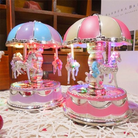 Merry-Go-Round Music Box Toy Carousel Music Box with Colorful LED Rotating Beautiful Birthday Gift Carousel Music Box, Horse Lamp, 3 Horses, Christmas Gifts For Adults, Romantic Birthday, Musical Gift, Romantic Anniversary, Musical Box, Led Diy