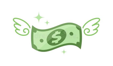 Money Flying Drawing, Money Bills Drawing, Money With Wings Drawing, Money Doodle, Dollar Drawing, Money Symbol, Diy Home Office, Fly Drawing, Wings Icon