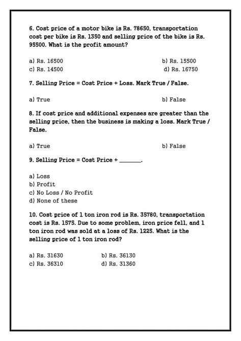 Profit and loss activity Worksheets For Grade 5, Profit And Loss, Math 5, Word Problem Worksheets, 5th Grade Math, Basic Math, Cvc Words, Grade 5, Fifth Grade