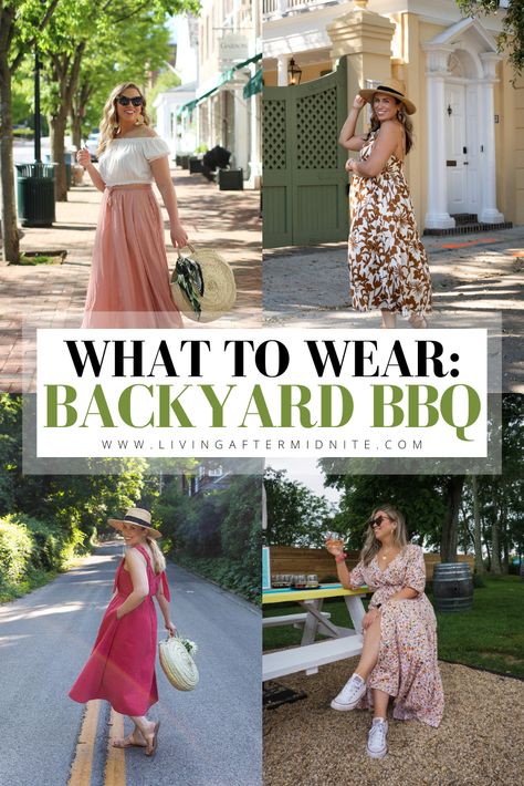 What to Wear to a Backyard BBQ | Backyard BBQ Outfit Ideas | BBQ Outfit Ideas Casual | Outdoor Summer Party Outfit | Barbeque Outfit | Cookout Outfit | Cute Summer Looks | Summer Outfits for Hot Weather Bbq Outfit Ideas Casual, Outdoor Summer Party Outfit, Barbeque Outfit, Backyard Bbq Outfit Ideas, Bbq Outfit Ideas, Barbecue Outfit, Vibe Friends, Cookout Outfit, Summer Bbq Outfit