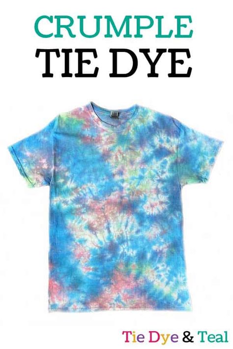 Tie Dye Patterns Crumple, Crumple Tie Dye Patterns, Crumple Tie Dye Technique, Crumble Tie Dye Techniques, Tie Dye Crumple Pattern, Easy Diy Tie Dye Shirts, Tie Died Tshirts Aesthetic, Christmas Tie Dye Shirts Diy, The Dye Designs