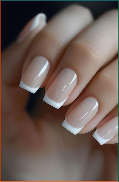 Work Nails Professional Design, Work Nails Professional Gel, Clean Look Nails, White Nails With French Tip, White Classic Nails, Professional Nails For Work Business, Work Nails Professional, White On White French Manicure, French Nude Nails