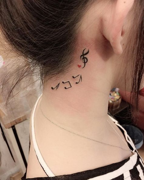 Pin for Later: 30 Brilliantly Simple Behind-the-Ear Tattoo Ideas Music Notes Tattoos Behind Ear, Music Symbol Tattoo, Music Lover Tattoo, Notes Tattoo, Behind Ear Tattoos, Tattoo Behind Ear, Music Notes Tattoo, Tattoos Infinity, Music Note Tattoo