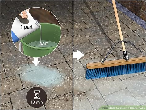 Cleaning Pavers, How To Clean Stone, Travertine Patio, Patio Blocks, Stone Patios, How To Clean Brick, Clean Concrete, Slate Patio, Clean Patio