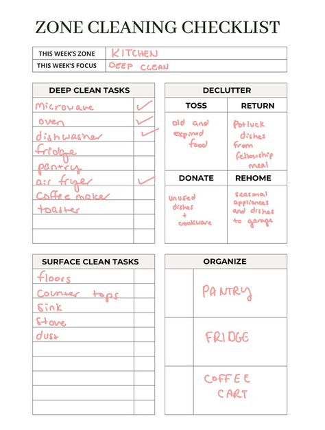 Zone Cleaning Checklist | Patreon Cleaning Zones, Zone Cleaning, Garage Organize, Coffee Carts, Todo List, Daily Cleaning, Cleaning Checklist, Surface Cleaner, Deep Cleaning