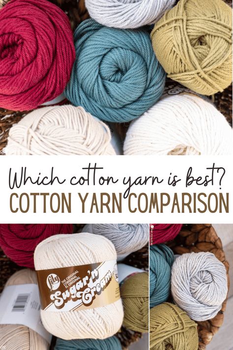 New to crocheting with cotton yarn? Start by reading this comprehensive list of cotton yarns available and which are best! Cotton Yarn Crochet Ideas, Cotton Yarn Crochet, Types Of Fibres, Crochet With Cotton Yarn, Crochet Tips, Crochet Yarn, Wool Yarn, Acrylic Yarn, Cotton Yarn