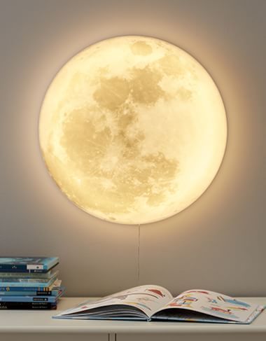 Kids Room Decor & Lighting | Pottery Barn Kids Acrylic Moon, Nursery Trends, Space Themed Nursery, West Elm Kids, Moon Nursery, Study Furniture, Space Nursery, Moon Decor, Space Room