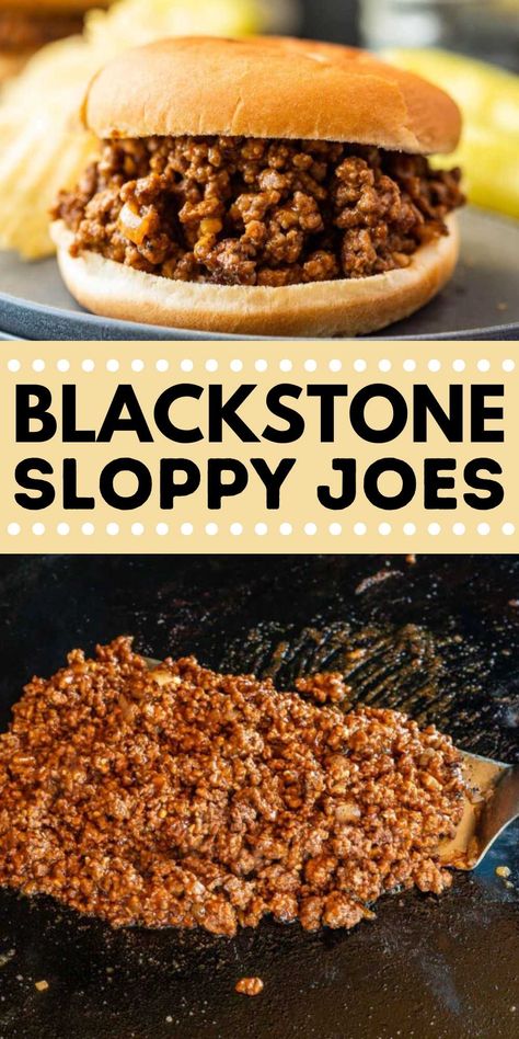 Blackstone Sloppy Joes, Ground Turkey Blackstone, Black Stone Fall Recipes, Blackstone Game Day Food, Ground Beef Recipes For Blackstone, Blackstone Vegan Recipes, Ground Beef Griddle Recipes, Blackstone Spaghetti, Ground Beef Blackstone