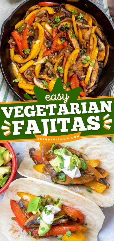 Vegetarian Fajitas, main dishes, dinner ideas Fajitas Vegetarian, Vegetable Fajitas, Vegetarian Fajitas, Veggie Fajitas, Fajita Vegetables, Quick Family Meals, Homemade Fajita Seasoning, Vegetarian Mexican, Fajita Recipe