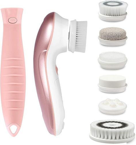 Amazon.com: Fancii 7 in 1 Waterproof Electric Facial & Body Cleansing Brush Exfoliating Kit with Handle and 6 Brush Heads - Best Advanced spin Brush Microdermabrasion Scrub System for Face (Blush) : Beauty & Personal Care Silicone Face Brush, Clear Blackheads, Body Cleansing, Pedicure At Home, Facial Brushes, Full Body Massage, Facial Cleansing Brush, Cleansing Brush, Gentle Exfoliator