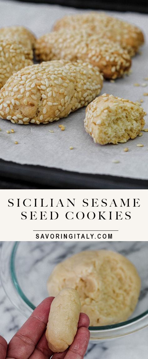 Sicilian Sesame Seed Cookies-Biscotti Regina- are an easy to make, crunchy and lightly nutty Sicilian cookie. These delicious cookies are not too sweet and are covered in toasted sesame seeds. A perfect cookie to add to your Christmas cookie tray! Great for breakfast or an afternoon coffee break. #christmascookies #sesamecookies #siciliancookies #vegan #vegancookies #italiancookies #christmasrecipes Sesame Seeds Cookies, Sicilian Cookies, Italian Sesame Seed Cookies, Seed Cookies, Finger Cookies, Sesame Cookies, Baking 101, Cottage Cheese Recipes, Easy Italian