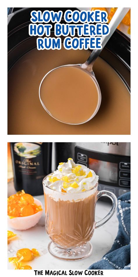 Treat yourself to a slow cooker hot buttered rum coffee, where smooth butterscotch and rich, buttery notes come together with a hint of rum—a perfect, hands-off way to enjoy a cozy and indulgent drink. Coffee For A Crowd, Slow Cooker Apple Cider, Butterscotch Candy, Vanilla Rum, Perfect Hands, Sandwich Sides, Buttered Rum, The Magical Slow Cooker, Slow Cooker Apples