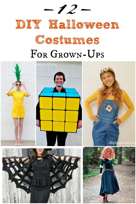 12 DIY Halloween Costumes for Adults that are appropriate for family parties! Adult Diy Halloween Costumes, Homemade Halloween Costumes For Adults, Diy Halloween Costumes For Adults, Pineapple Costume Diy, Appropriate Halloween Costumes, Halloween Adult Costumes, Adult Minion Costume, Fairy Tale Fashion, Diy Adult Halloween Costumes