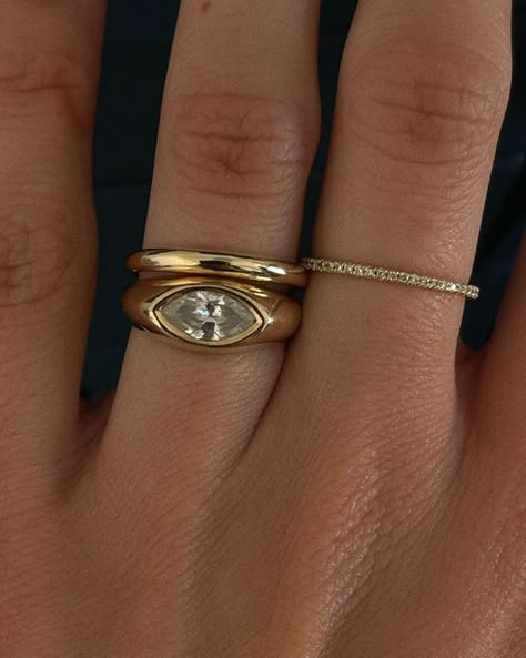 Non Raised Engagement Rings, Marquise Signet Ring, Inlaid Engagement Ring, Thick Band Engagement Ring Gold, Signet Wedding Ring, Signet Engagement Ring, Signet Engagement Rings, Unique Vintage Engagement Ring, Thick Band Engagement Ring