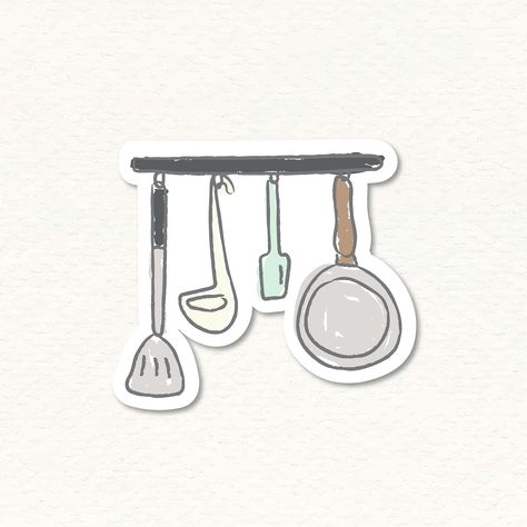 Doodle kitchenware equipment sticker vector | free image by rawpixel.com / nunny Cooking Stickers, Cute Sticker Design, Kitchen Stickers, Handmade Kitchens, Sticker Ideas, Cool Stickers, Free Illustrations, Free Image, Premium Vector