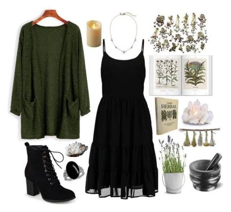 Witch Aesthetic Fashion, Witchy Outfits, Forest Witch, Witch Fashion, Witchy Fashion, Witch Outfit, Green Cardigan, Witch Aesthetic, Cardigan Black