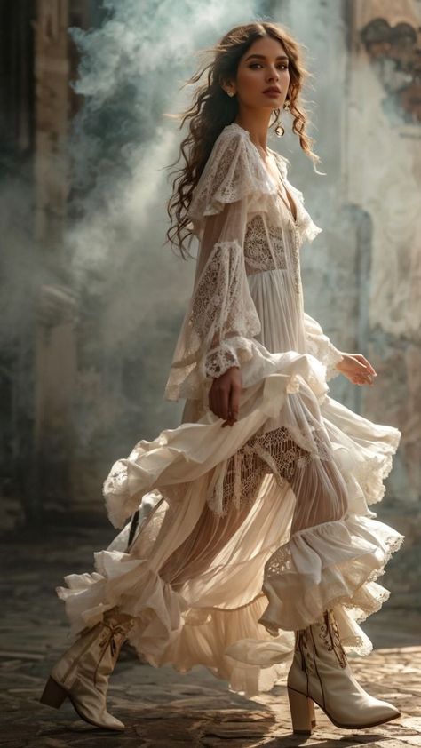 Magic Fantasy Art, Vintage Haute Couture, Hippie Cowgirl, Woman In White, Beauty Magic, Victorian Women, Photography Images, New Fashion Trends, Be Real