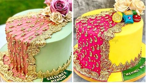 Cake For Haldi Ceremony, Mehandi Cake, Mehandi Ceremony, Decorate Cake, Wedding Cake Decorations, Haldi Ceremony, Cake Inspo, Cake Decorating Ideas, Celebration Cakes