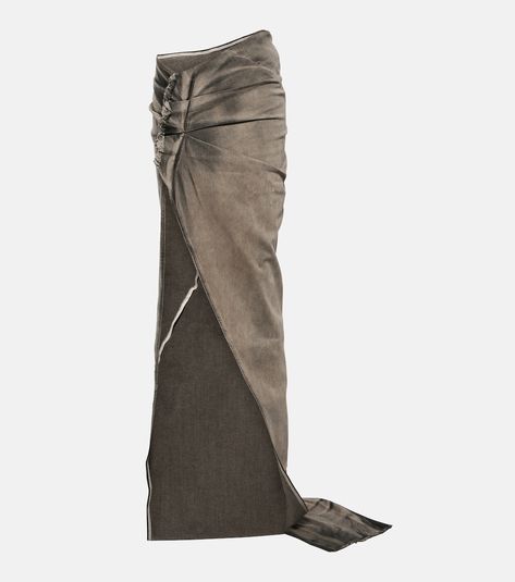 DRKSHDW Edfu denim maxi skirt in grey - Rick Owens | Mytheresa Bad Bunny Concert Outfit, Rick Owens Women, Career Fashion, Rick Owens Drkshdw, Denim Maxi, Denim Maxi Skirt, Gray Skirt, Dark Fashion, New Wardrobe