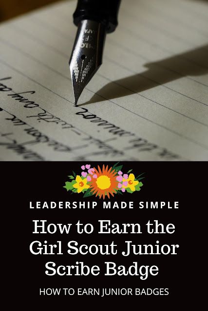 Scribe Badge For Juniors, Junior Scribe Badge Ideas, Junior Scribe Badge, 2023 Writing, Junior Girl Scout Badges, Girl Scout Promise, Badge Ideas, Girl Scout Badges, Girl Scout Activities