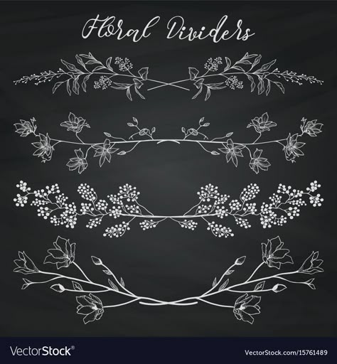 Floral Dividers, Chalkboard Texture, Plants Vector, Chalkboard Wall Art, Chalkboard Doodles, Blackboard Art, Chalk Wall, Chalkboard Drawings, Chalkboard Lettering