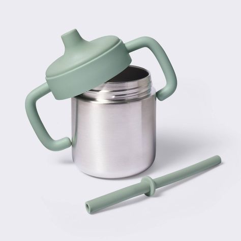 Keep your little one hydrated at home or on the go with the 8-Ounce Stainless Steel Sippy Cup from cloud island™. This sippy cup has a stainless steel construction with a green lid and double handles to make it easy for your little one to hold and drink. Plus, it also comes with a straw for added convenience. Dishwasher safe, this stainless steel cup is suitable for holding both hot and cold beverages. cloud island™: Designed with love. Made without compromise. Straw Cup, Mom Products, Aesthetic Sippy Cup, Glass Sippy Cup, Dinosaur Sippy Cup, Sippy Cups, Stainless Steel Sippy Cup, Toddler Sippy Cups, Crunchy Moms